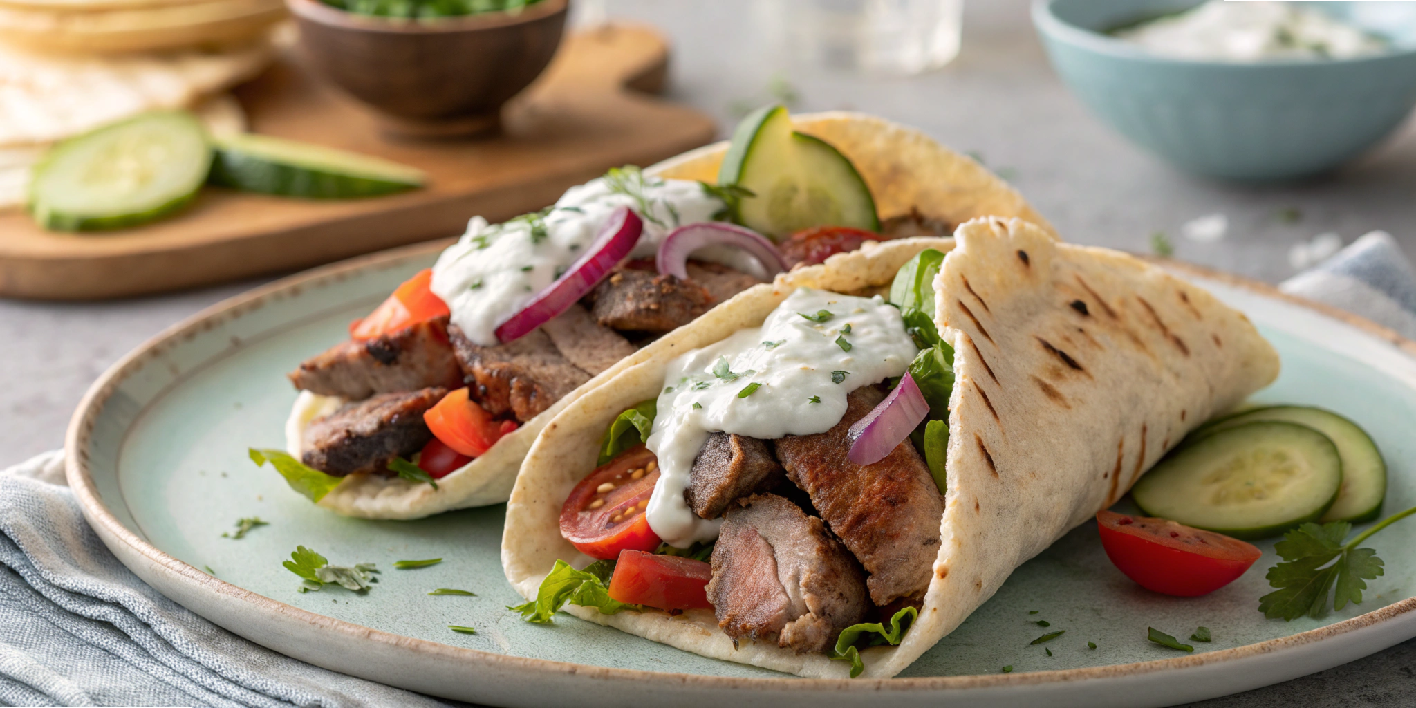 Mediterranean Lamb Gyros with Tzatziki