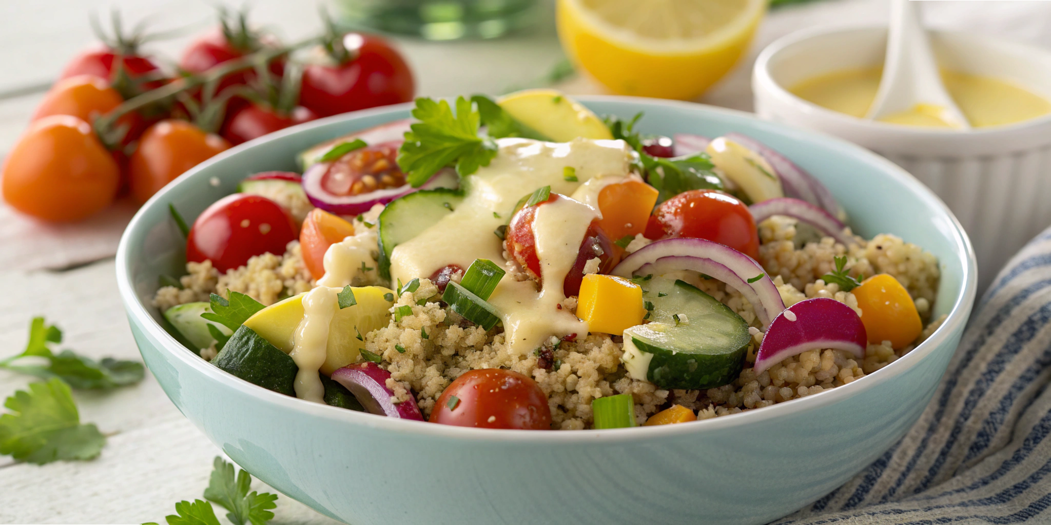 Mediterranean Quinoa Salad with Lemon Tahini