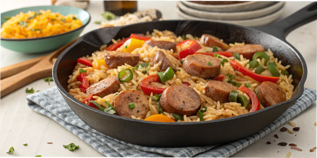 Spicy Sausage & Rice Skillet